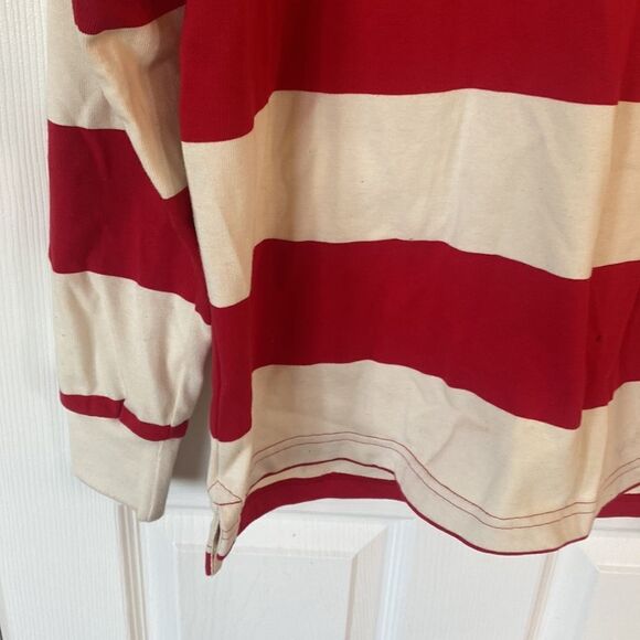 Hillier Bartley Red Striped Long Sleeve Rugby Polo Shirt Size M NWOT - Picture 3 of 6